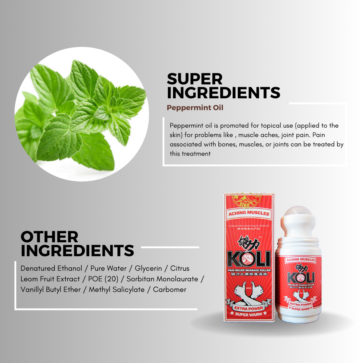 KOLI SUPER WARM Pain Relief Massage Roller - 60ml - KOLI CARES